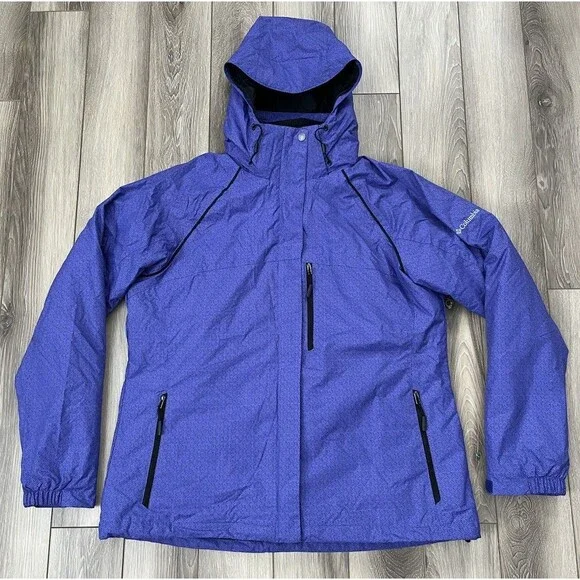 Columbia Jacket Womens XL Purple Geometric Interchange 3 In 1 Packable Hood - Picture 2 of 11